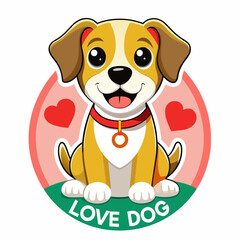 dog with heart t shirt vector illustration, love cat sticker