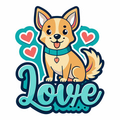 dog with heart t shirt vector illustration, love cat sticker