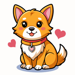 dog with heart t shirt vector illustration, love cat sticker
