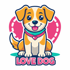 Obraz premium dog with heart t shirt vector illustration, love cat sticker