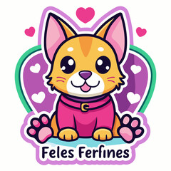 dog with heart t shirt vector illustration, love cat sticker