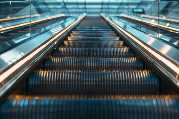 Close up of motion of escalator. electric stair 