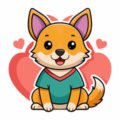 dog with heart t shirt vector illustration, love cat sticker
