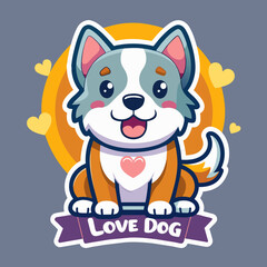 dog with heart t shirt vector illustration, love cat sticker