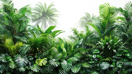 Tropical plants wallpaper design on white background