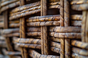 Close up of woven basketry  - obrazy, fototapety, plakaty