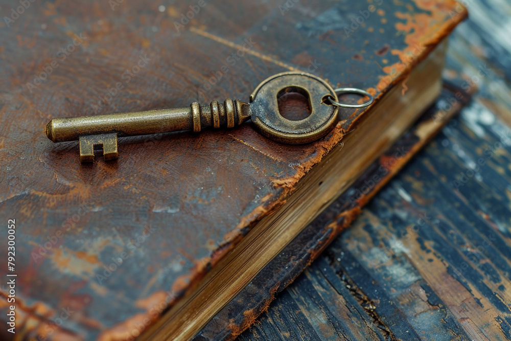 Poster close view of a diary locked with a small key personal thoughts and privacy in writing