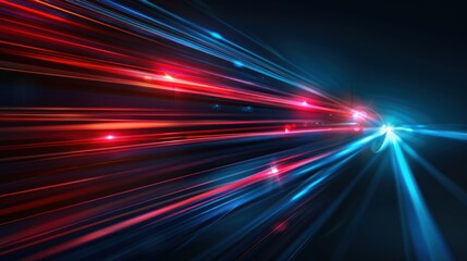 Abstract background with red and blue light beams speed. digital technology concept.