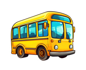 Obraz na płótnie Canvas Bright yellow school bus in cartoon style isolated on white background.Generative AI