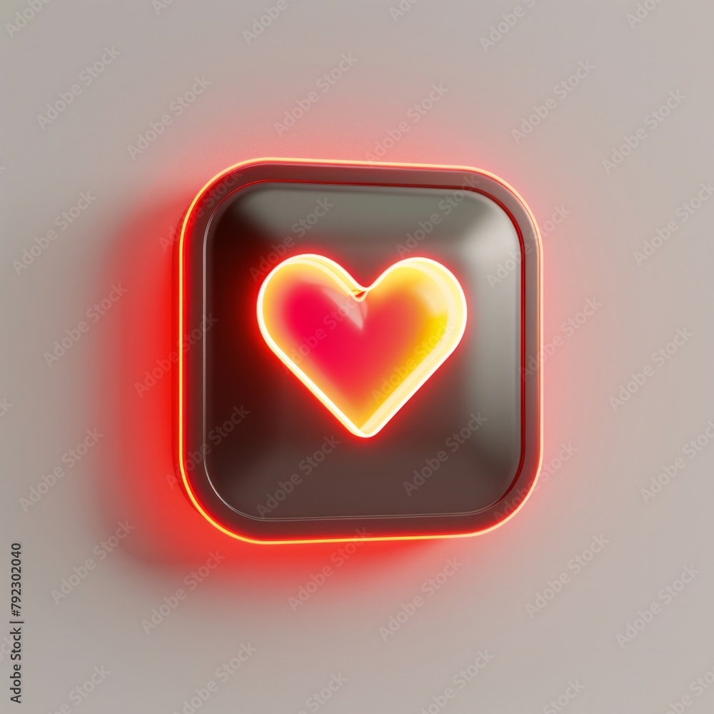 Aufkleber create a 3d rendering of a social media 'love' icon, ai generative
