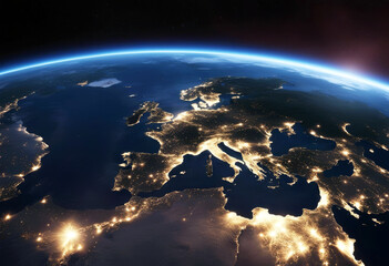 'nasa provided image this elements earth planet render 3d countries other europe lights showing...