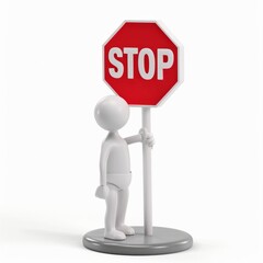 Design a 3D icon of a man holding a stop sign, AI Generative