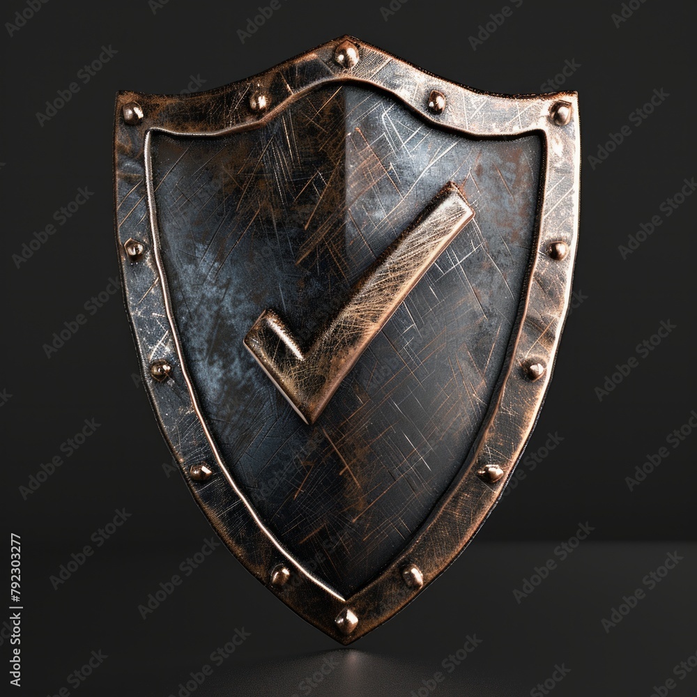 Poster imagine a 3d render of a gleaming protection shield, ai generative