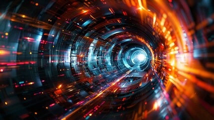 Fototapeta premium modern technology wallpaper, circular graphic design, digital art, futuristic concept, AI Generative