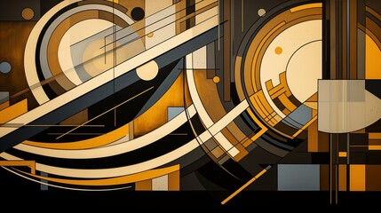 Dynamic lines and abstract shapes converge in a modern ode to Art Deco dynamism.