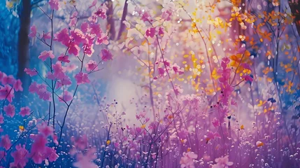 Fotobehang Hazy beautiful little flower illustration poster web background © jinzhen