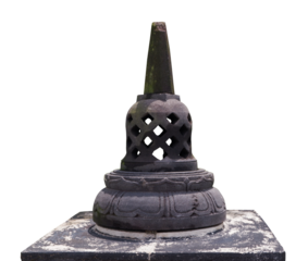 miniature temple stupa on a white background