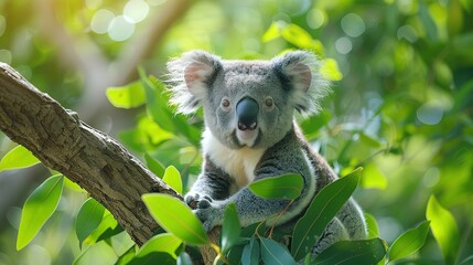 Obraz premium Leafy Banquet: Koala Bear Serenity in 4K Resolution