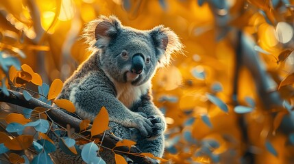 Arboreal Serenity: Koala Bear Dining in 4K Brilliance - obrazy, fototapety, plakaty