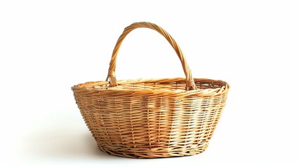 Fototapeta na wymiar This is a brown wicker basket with two handles.