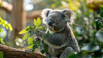 Fototapeta premium Eucalyptus Oasis: Koala Lounging in 4K Detail