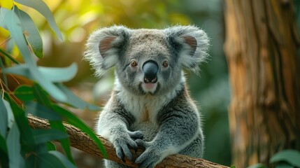 Fototapeta premium Canopy Comfort: Koala Bear Feasting - 4K Delight
