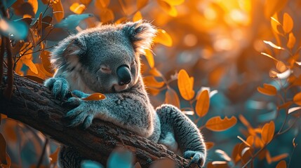 Obraz premium Branch Buffet: Koala Bear Dining Experience - 4K View
