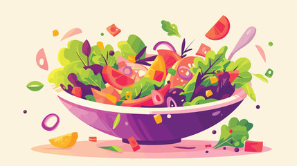 Salad of Sliced Vegetables Served Food. Colourful V