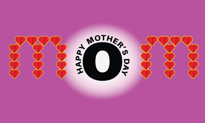 Mother's day greeting card. Symbols of love on neon pink background.