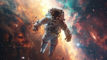 Astronaut soars into space nebula photography