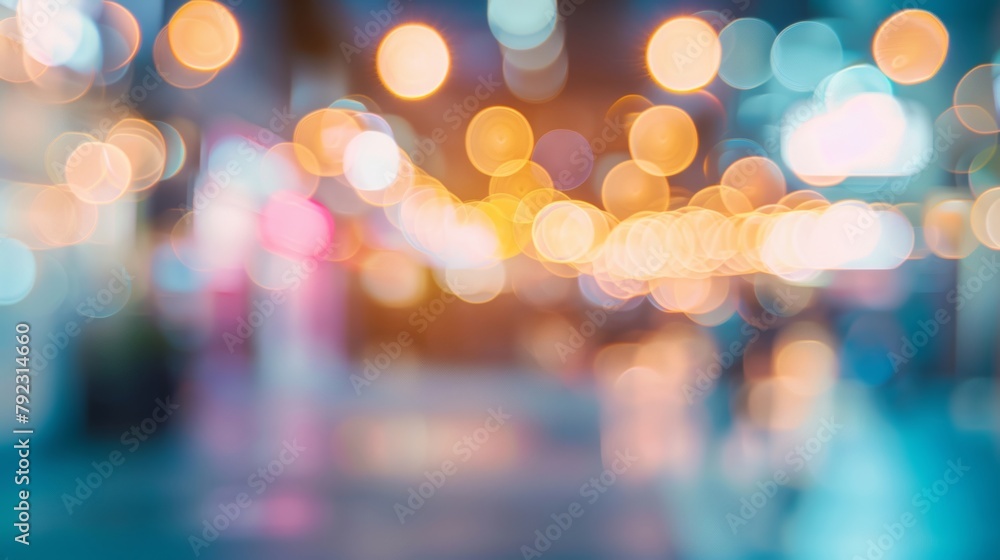 Poster abstract background of colorful bokeh lights blurred, creating a festive and cheerful atmosphere.