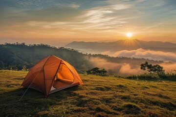 Fototapeta na wymiar Camping at Dawn