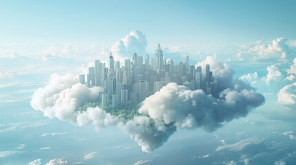 3D Illustration visualizes a Smart Cities floating above the cloud showing layer and level of transportation - obrazy, fototapety, plakaty