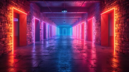 Neon backgrounds used in interactive installations or performances. stock image