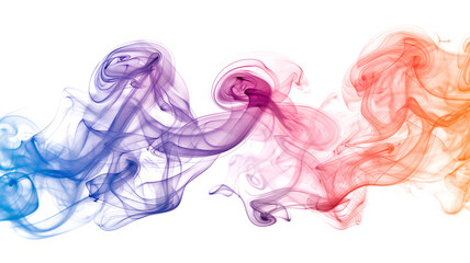 Assorted color smoke isolated on a transparent background