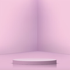 3d purple podium and minimal purple wall scene Vector