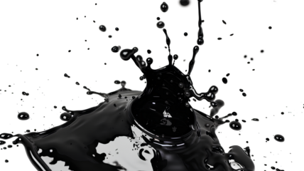 Black ink drops isolated on a transparent background