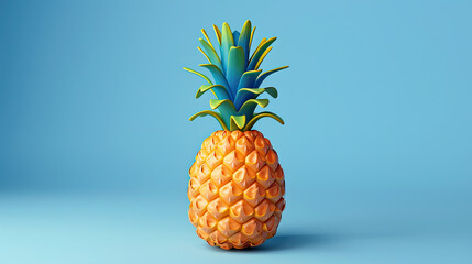 Pineapple 3D icon,simple shape, ui icon, rounded outline, miniature small scale painting style