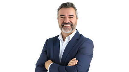 Businessman smiling with arms crossed isolated on a transparent background