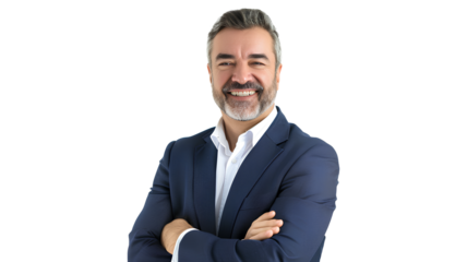 Businessman smiling with arms crossed isolated on a transparent background