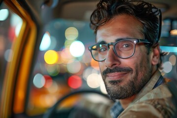 man likes customer service in a private taxi stock photo