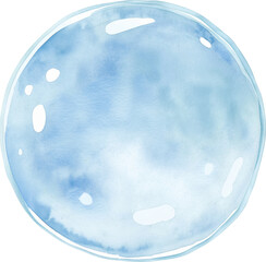 Watercolor illustration of blue soap bubble isolated.