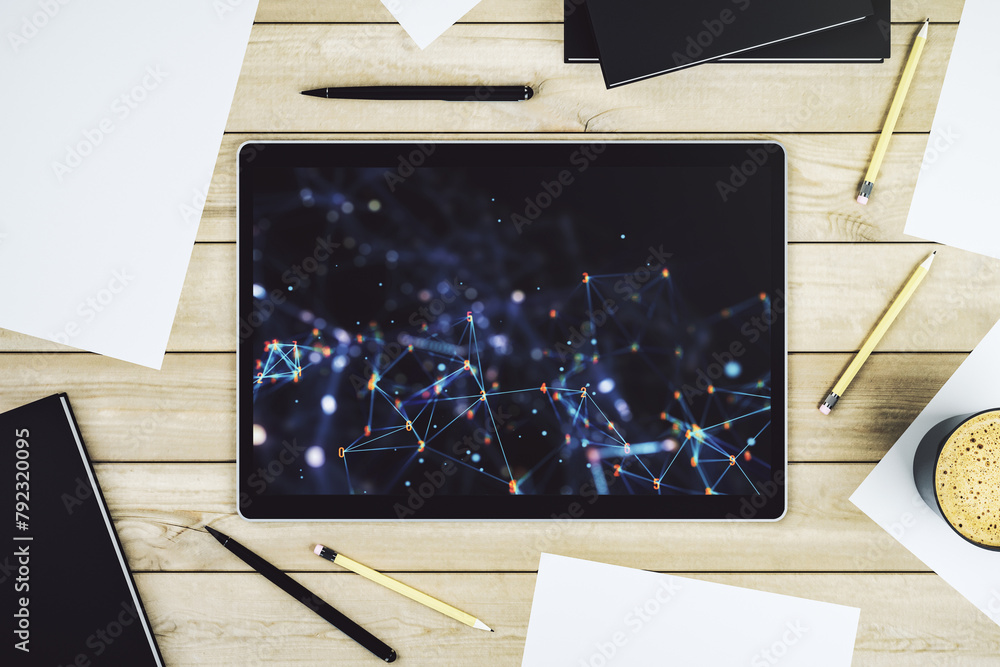 Leinwandbilder creative abstract technology sketch on modern digital tablet screen, future technology and ai concep