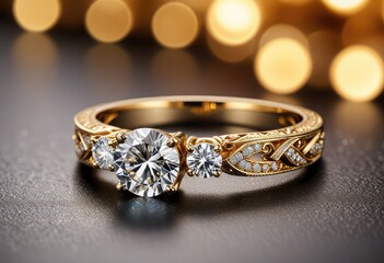 A gold ring with a diamond set atop, epitomizing elegance and timeless sophistication