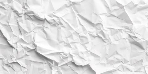 Obraz premium white wrinkled crumpled paper background texture pattern. crush paper craft flat lay backdrop with copy space