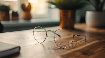 A glasses on a wooden table - 792320676
