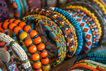 Detailed view of Zulu jewelry bracelets