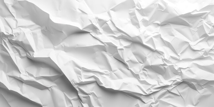 white wrinkled crumpled paper background texture pattern. crush paper craft flat lay backdrop with copy space