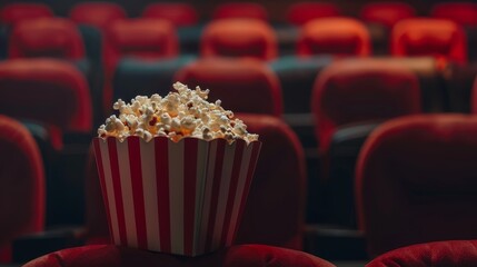 A popcorn bucket and cinemas movie theater. - 792321241