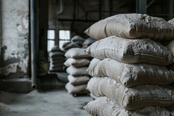 Flour sacks in factory warehouse